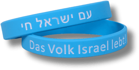 Hellblaue Armbänder "Das Volk Israel lebt!"